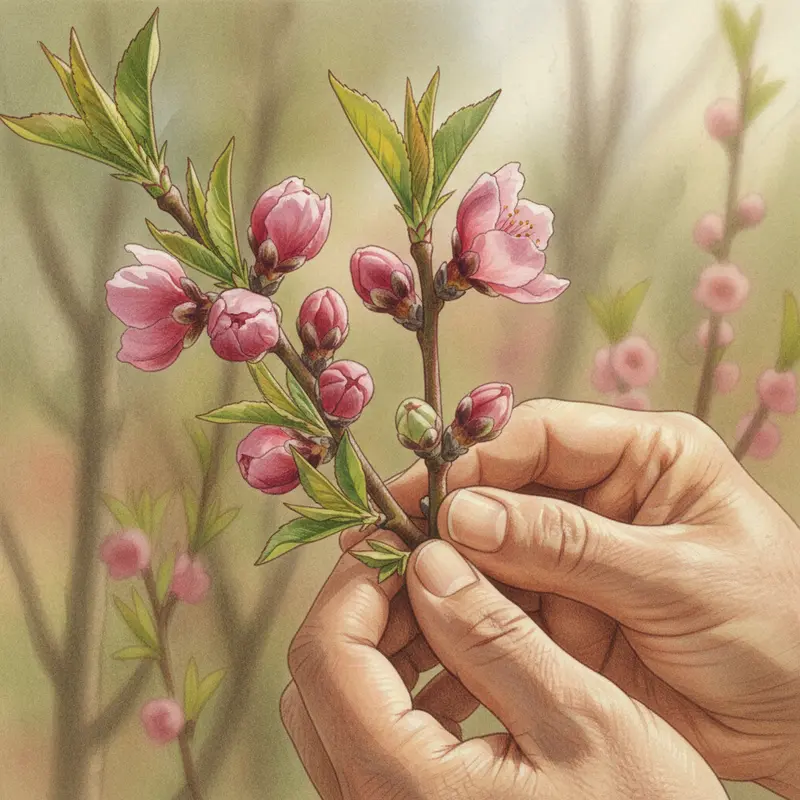 Cận cảnh hoa đào và hoa mai từ nụ đến lúc nở vào dịp Tết.