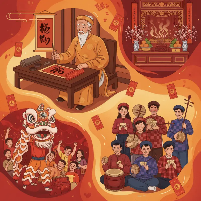 Không khí sum họp gia đình ấm áp vào dịp Tết Nguyên Đán.