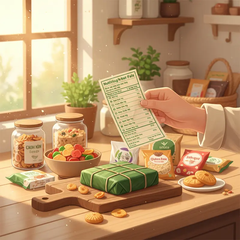 Tổng quan các loại sản phẩm healthy trong giỏ quà Tết cho người ăn chay, ăn kiêng.