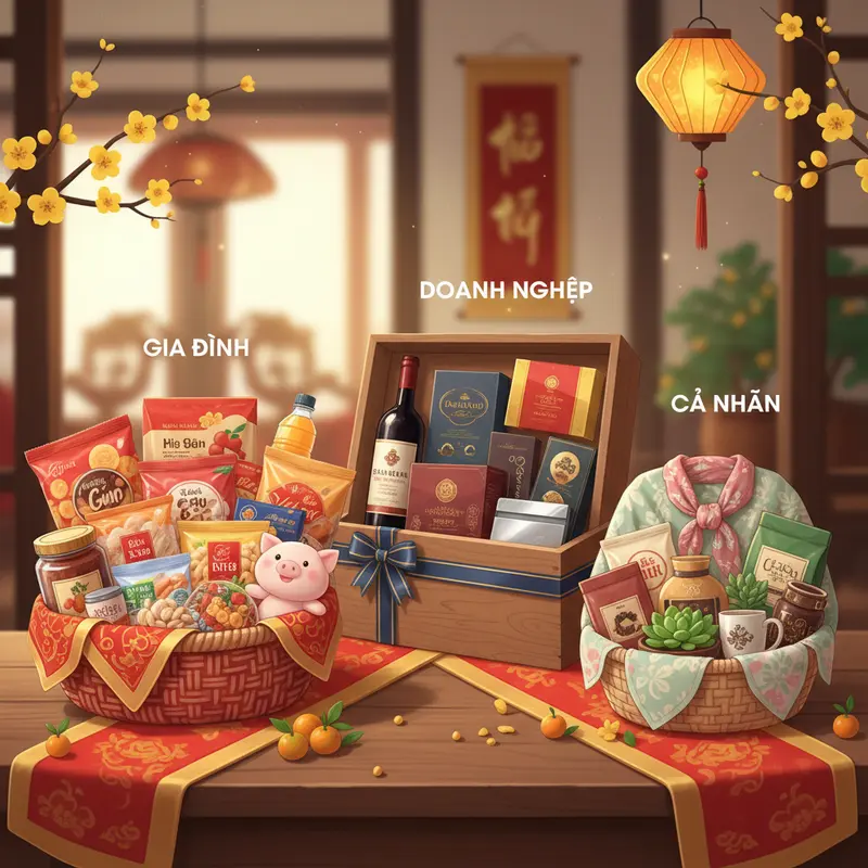 Giỏ quà Tết mang giá trị gắn kết và lời chúc đầu năm.
