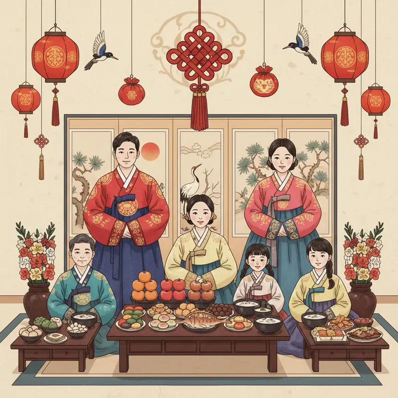 Không khí gia đình sum vầy và trang trí truyền thống dịp Tết Âm lịch.