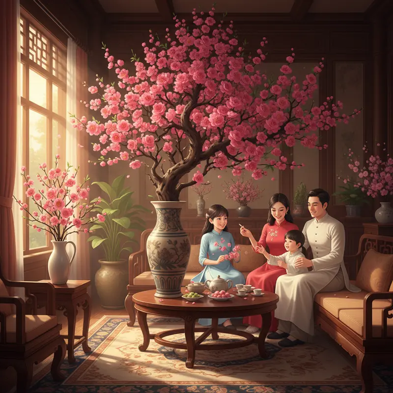 So sánh trực quan giữa Hoa Đào Bích và Đào Phai vào dịp Tết.