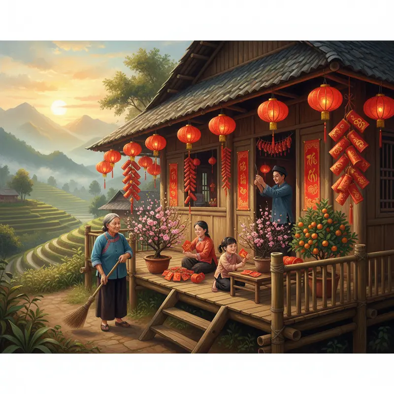 Không khí xuân rộn ràng tại bản làng vùng cao Tây Bắc.