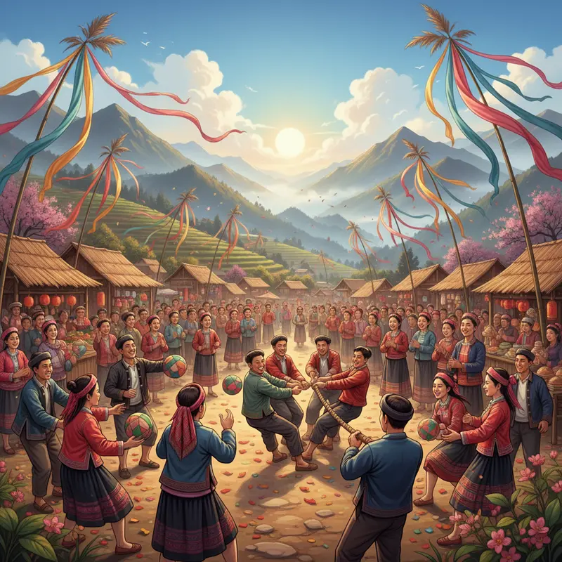 Không khí xuân rộn ràng tại bản làng vùng cao Tây Bắc.