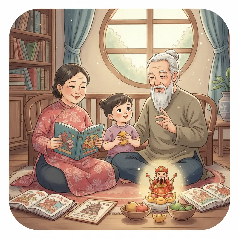 Bàn thờ Thần Tài truyền thống mang đậm nét văn hóa Việt.