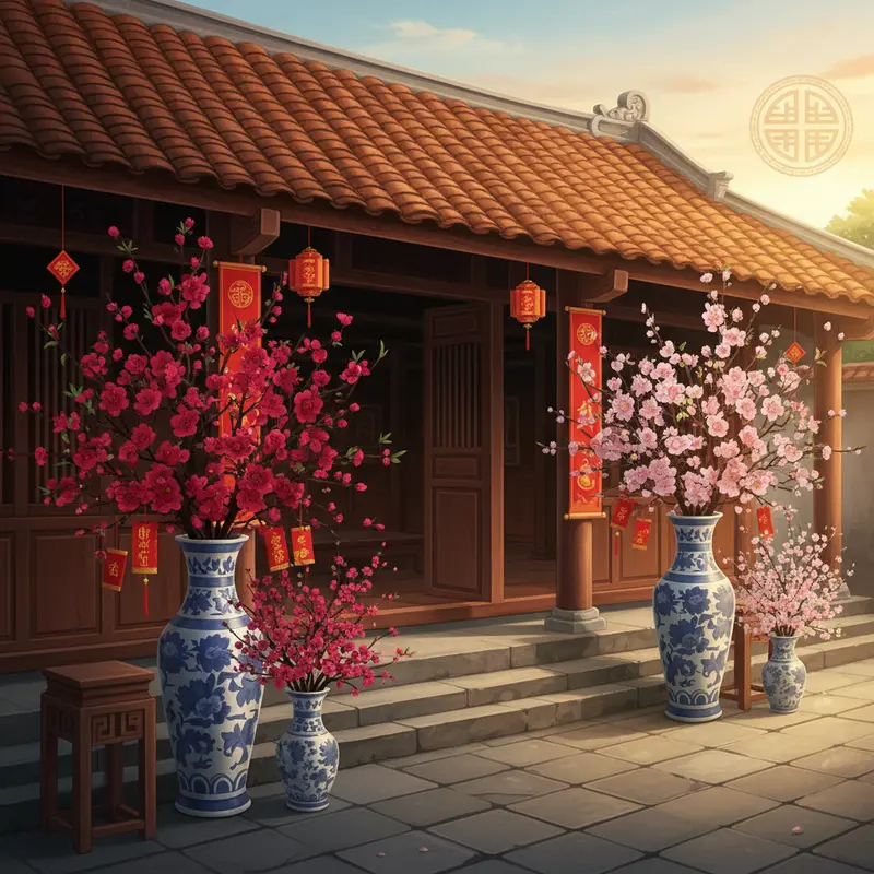 So sánh trực quan giữa Hoa Đào Bích và Đào Phai vào dịp Tết.