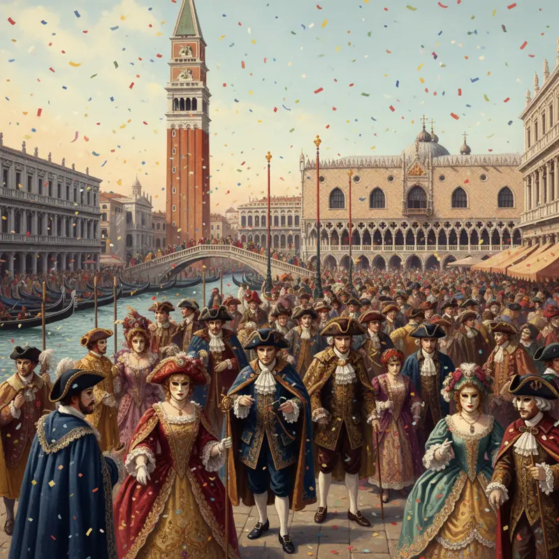 Du khách hóa trang tham dự Carnival Venice với mặt nạ và trang phục cổ điển.