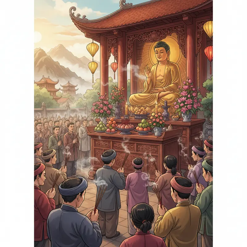 Khách hành hương trên đường về Chùa Hương đầu năm mới.