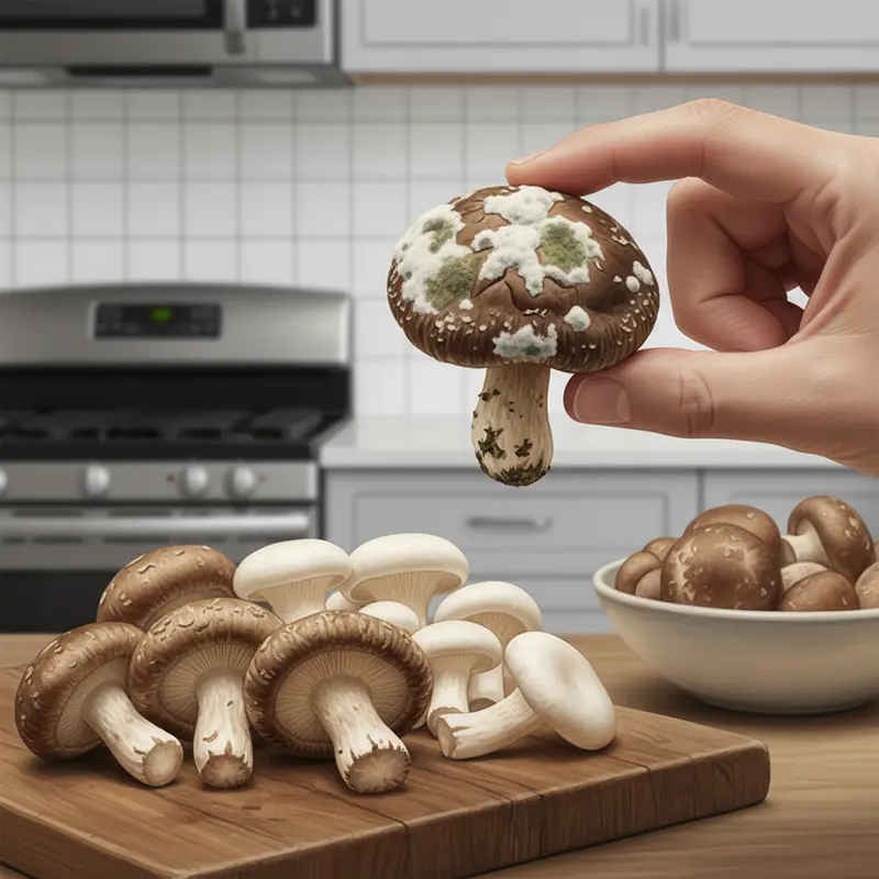 Hình ảnh các loại nấm tươi khác nhau với màu sắc và hình dạng đặc trưng.