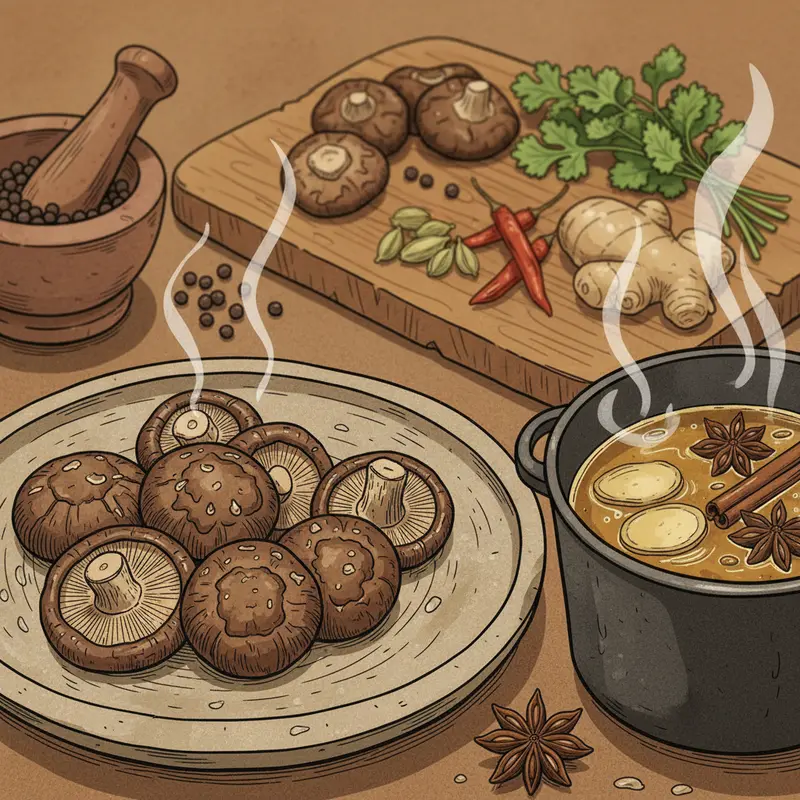 Nấm mối sấy khô tươi rói chuẩn bị cho món phở chay.