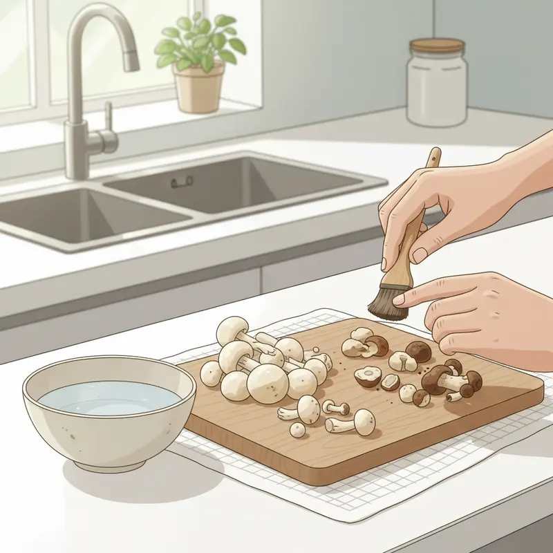 Cận cảnh nấm mối tự nhiên mọc thành cụm dưới đất gần gốc cây.