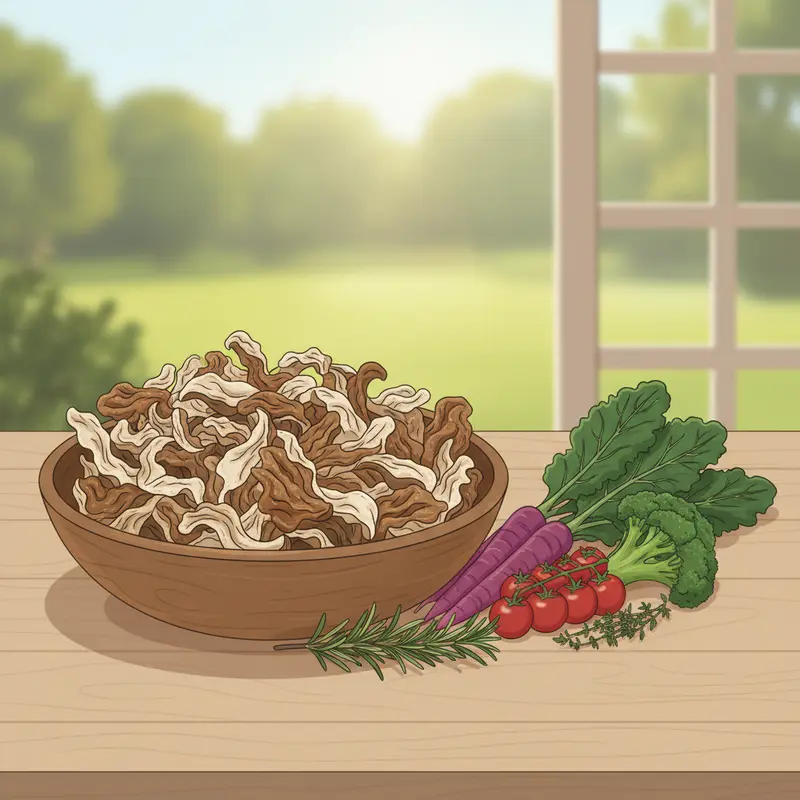 Nấm mối sấy khô nguyên bản, giữ nguyên dưỡng chất.