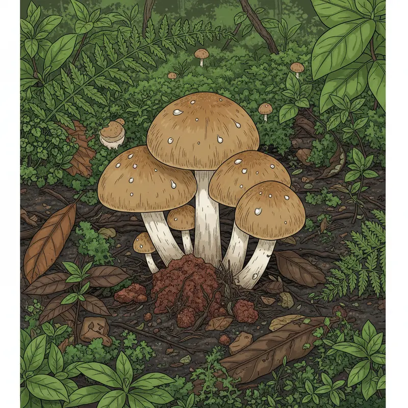 Nấm mối mọc tự nhiên trên nền đất rừng có mối sinh sống.