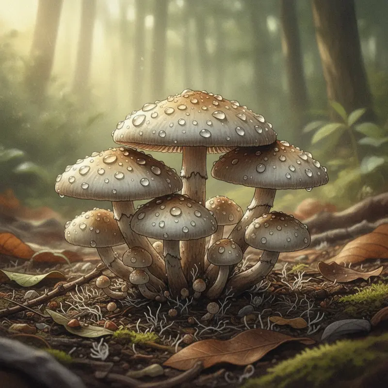 Nấm mối mọc tự nhiên trên nền đất rừng giàu dinh dưỡng.