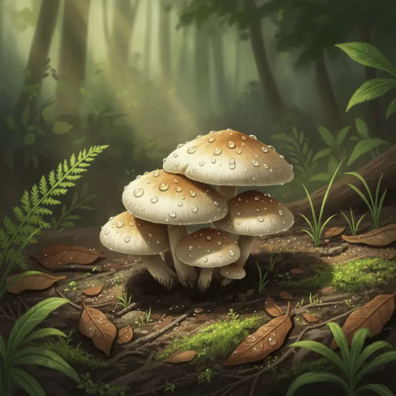 Nấm mối tự nhiên mọc tươi trong rừng vào mùa mưa.