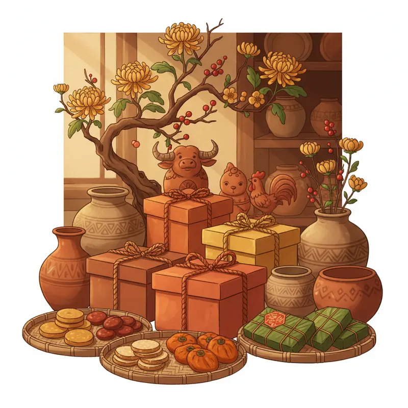 Gia đình Việt sum vầy trao tặng quà Tết tràn ngập niềm vui.