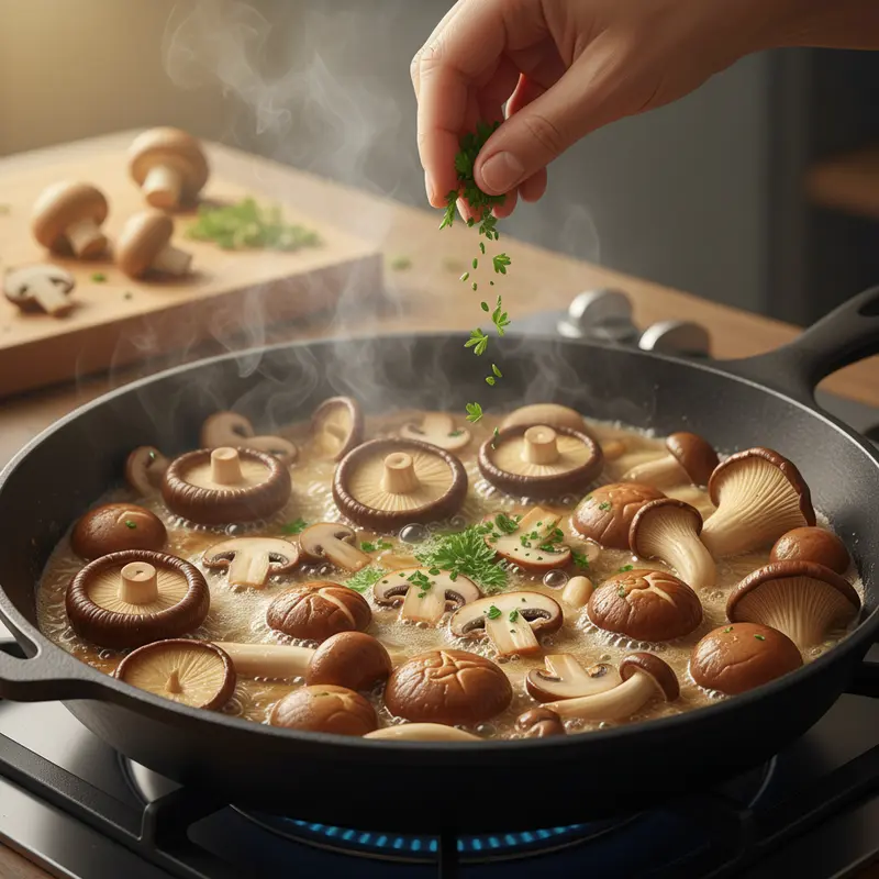 Hình ảnh các loại nấm tươi khác nhau với màu sắc và hình dạng đặc trưng.