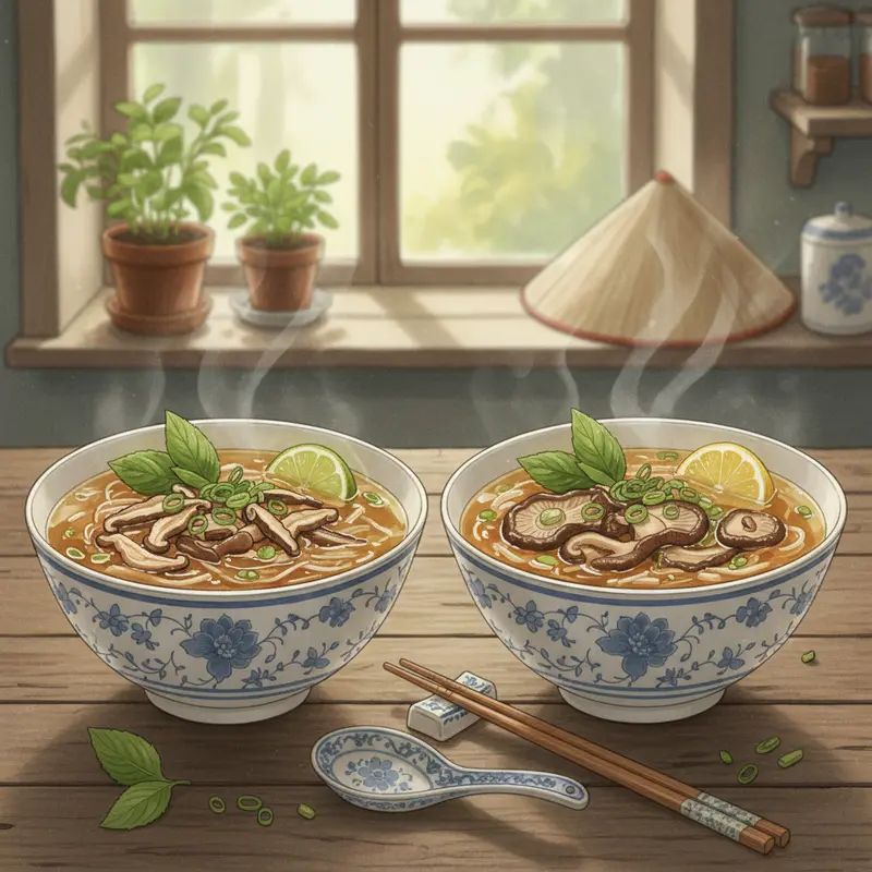 Nấm mối sấy khô tươi rói chuẩn bị cho món phở chay.