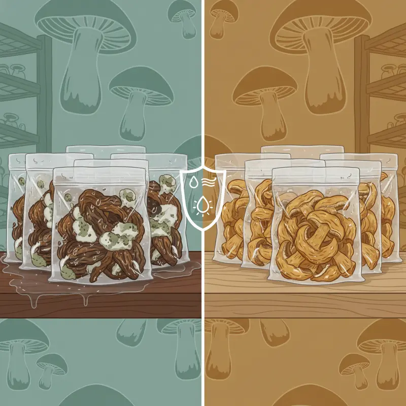 Các loại nấm sấy khô phổ biến với màu sắc tự nhiên.