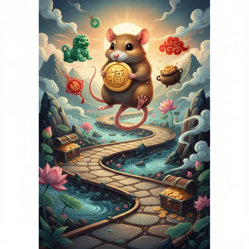 Hình ảnh 12 con giáp hòa hợp biểu trưng cho sự luân chuyển vận mệnh.