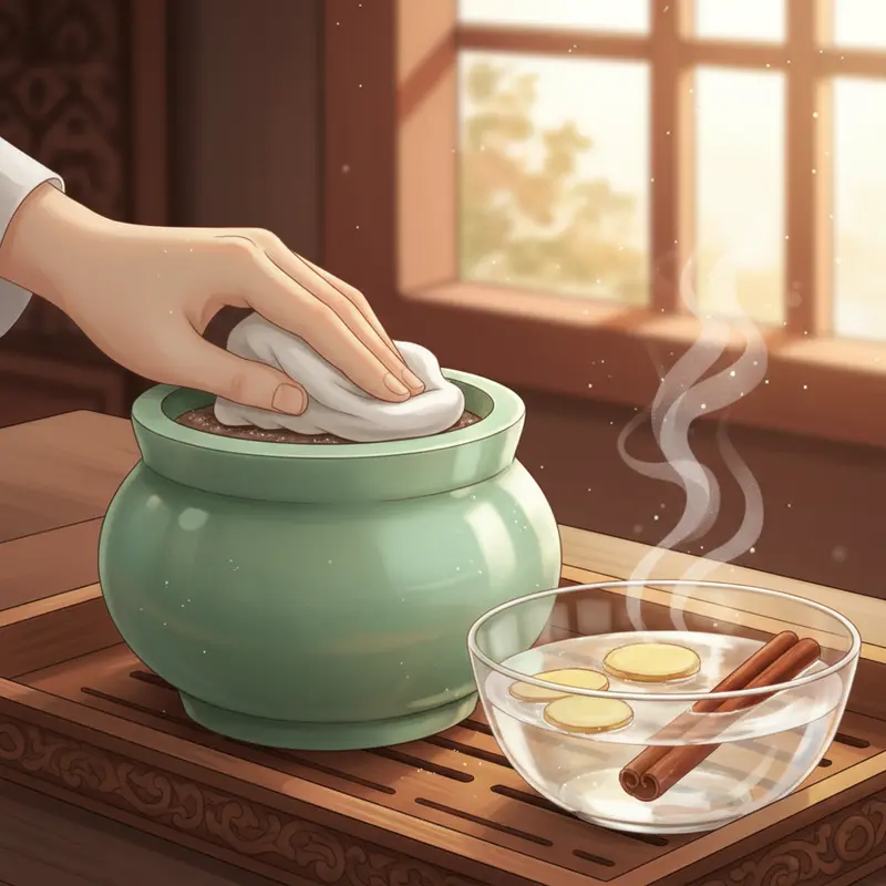 Thắp hương và khấn xin phép trước khi dọn dẹp là bước không thể thiếu.