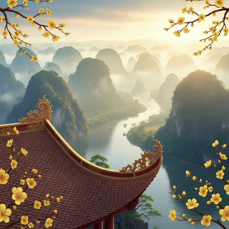 Hình ảnh tổng hợp các ngôi chùa và phong cảnh miền Bắc dịp Tết.