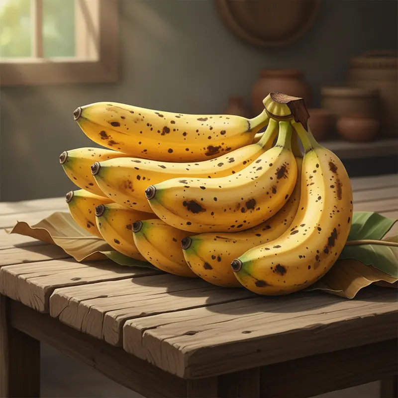 Chuối sứ chín muồi với các đốm đen là nguyên liệu lý tưởng cho món chuối phơi.