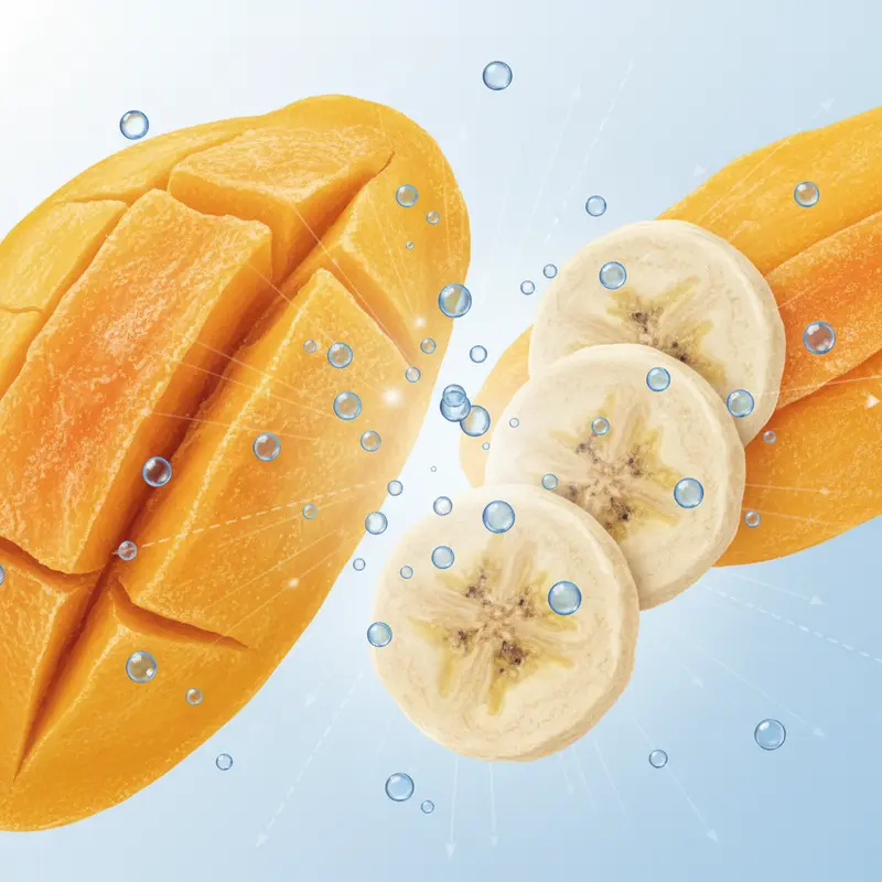 Độ ẩm và Oxy là hai tác nhân chính làm giảm chất lượng hoa quả sấy.