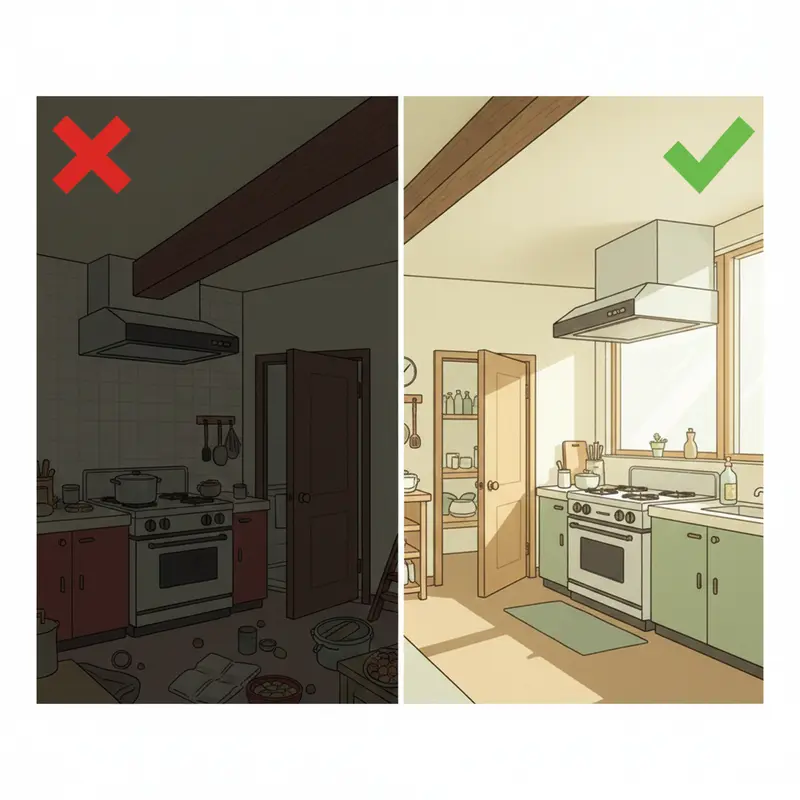 Gian bếp ấm cúng tượng trưng cho sự thịnh vượng và hạnh phúc gia đình.