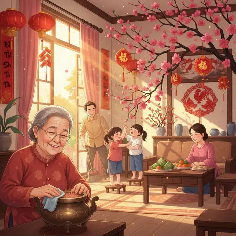 Mâm cúng ông Công ông Táo với cá chép vàng chuẩn bị tiễn về trời.