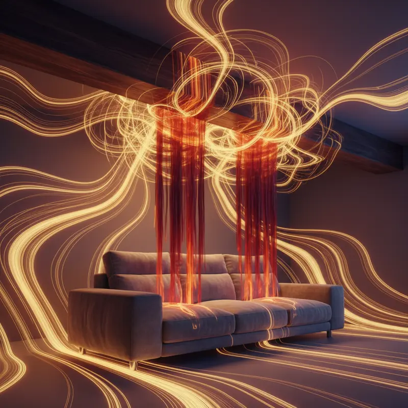 Xà ngang lộ thiên phía trên sofa tạo cảm giác đè nén không gian.