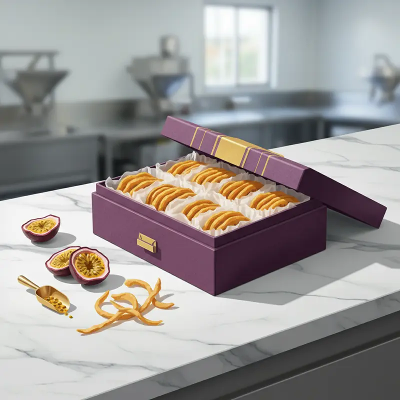 Những quả chanh dây chín mọng được tuyển chọn kỹ lưỡng làm nguyên liệu đầu vào.