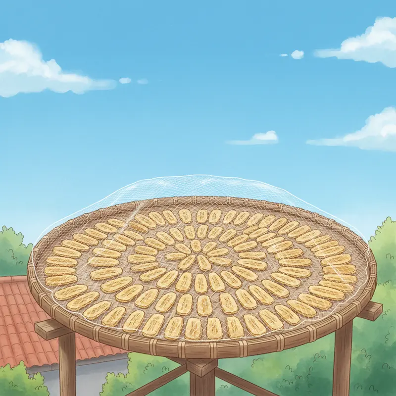 Chuối sứ chín muồi với các đốm đen là nguyên liệu lý tưởng cho món chuối phơi.