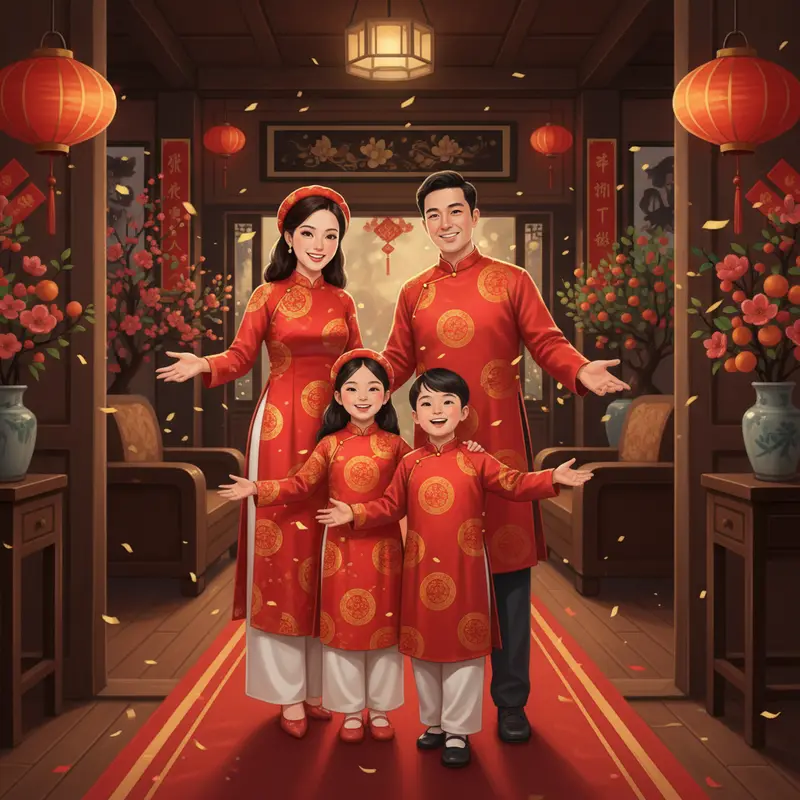 Màu đỏ tượng trưng cho may mắn và năng lượng tích cực trong ngày Tết.