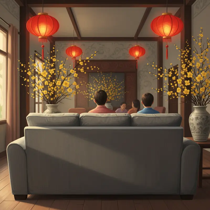 Sofa quay lưng ra cửa ngăn cản dòng sinh khí vào nhà.