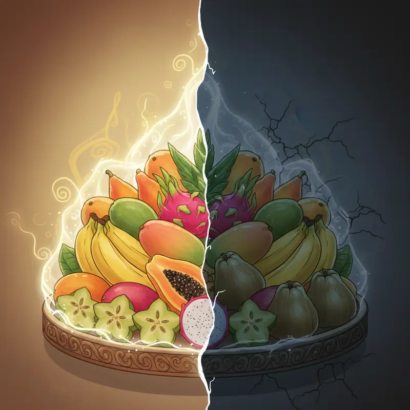 Mâm ngũ quả tươi thể hiện lòng thành kính và sự kết tinh của đất trời.