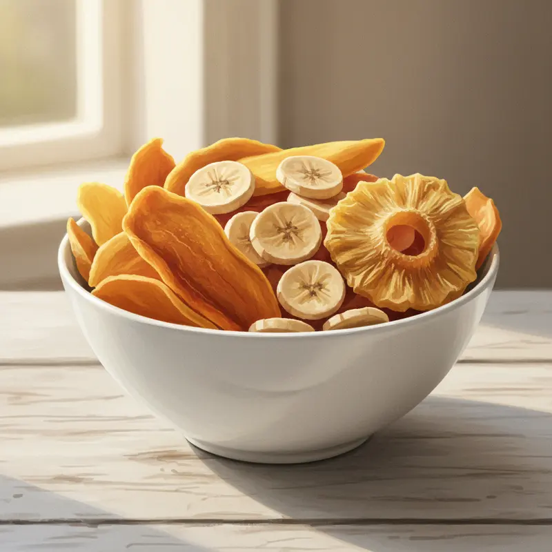 Nhiều loại hoa quả sấy tự nhiên, giàu dinh dưỡng.