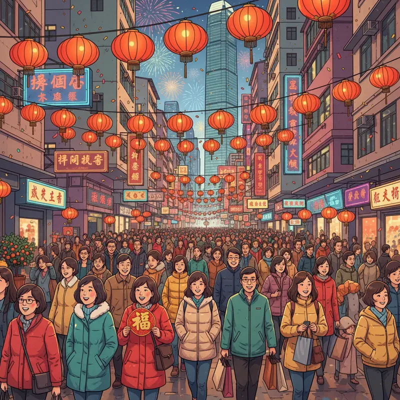 Không khí lễ hội tràn ngập đường phố Hồng Kông mỗi dịp Xuân về.