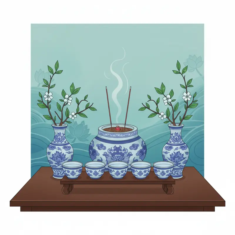 Mô phỏng quy luật vận động của mặt trời ứng với bàn thờ.
