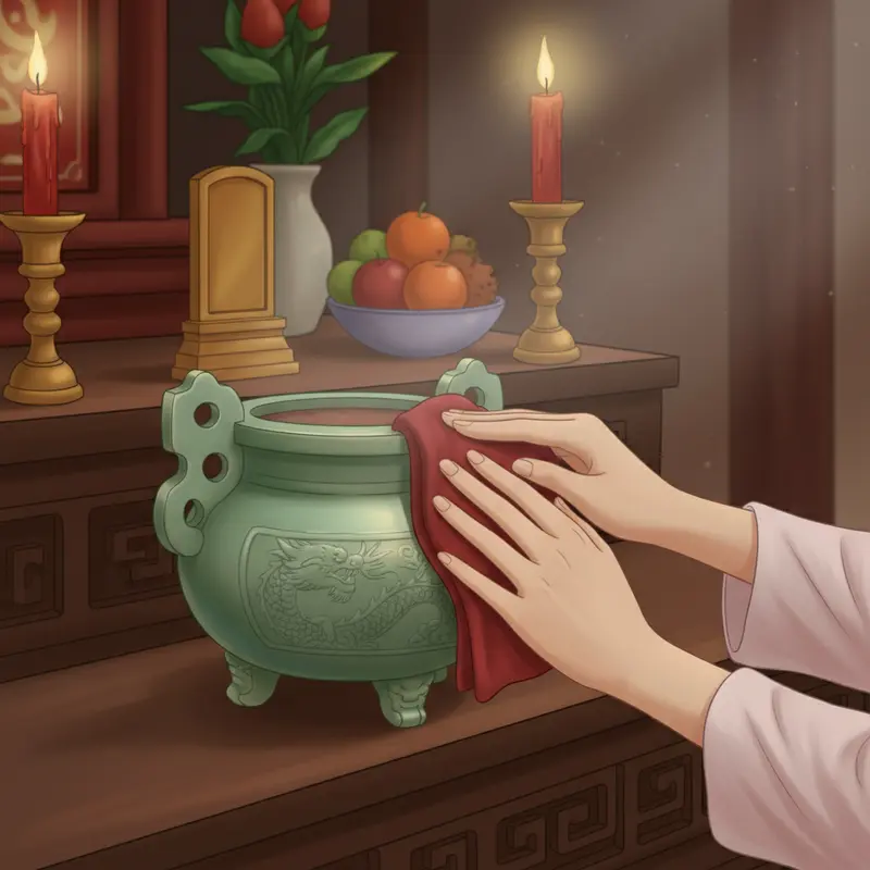 Bát hương là vật phẩm linh thiêng cần sự ổn định nhưng cũng cần được làm sạch.