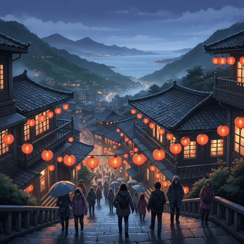 Phố phường Đài Loan rực rỡ sắc đỏ của đèn lồng dịp Tết Nguyên Đán.