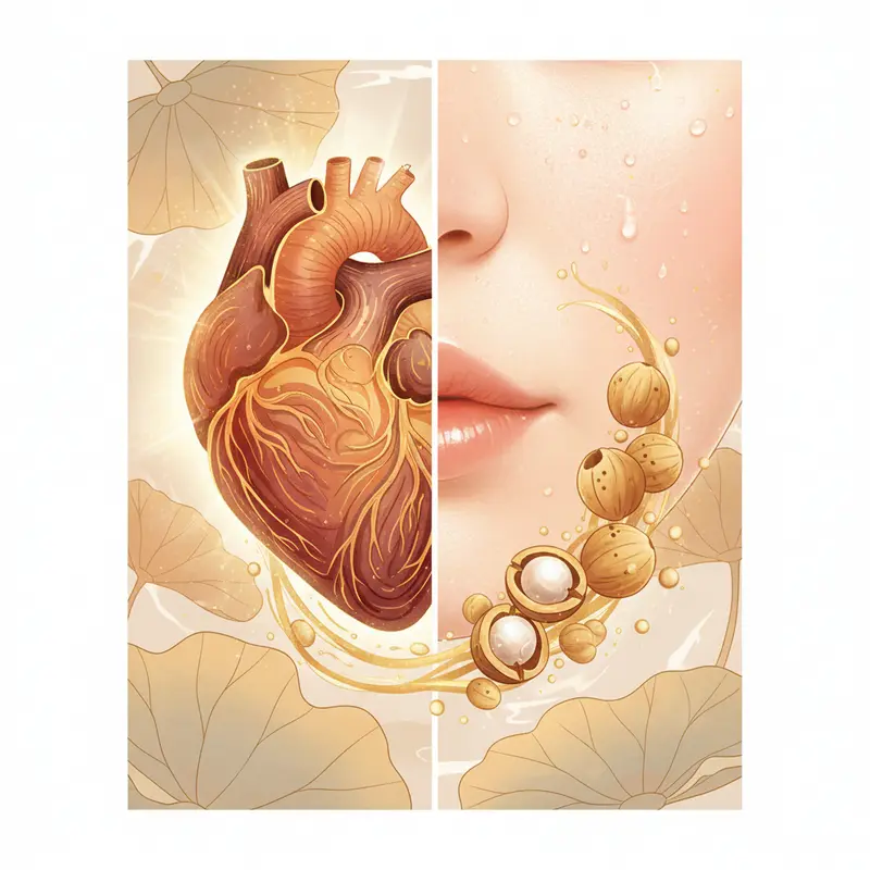 Cấu trúc dinh dưỡng dồi dào bên trong hạt sen sấy.