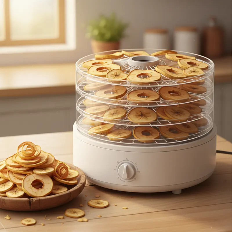 Mô phỏng luồng khí nóng lưu thông ngang giúp thực phẩm khô đều.