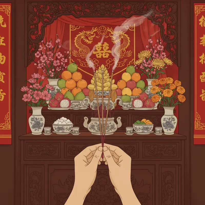 Làn khói hương là cầu nối tâm linh và phong thủy quan trọng trong ngày đầu năm.