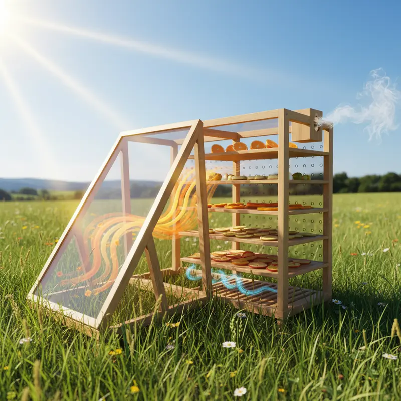 Mô phỏng quy trình thu nhiệt và đối lưu khí nóng trong máy sấy năng lượng mặt trời.