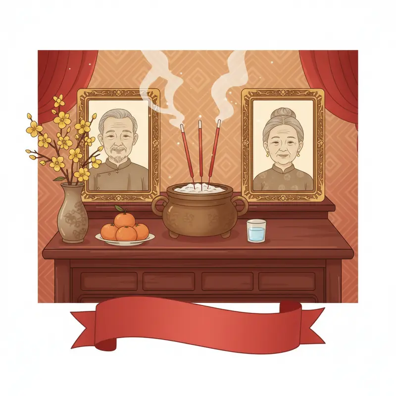 Bàn thờ gia tiên được phân chia theo tôn ti trật tự nghiêm ngặt.