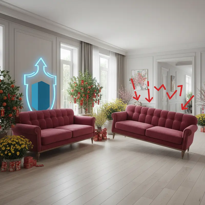 Sofa quay lưng ra cửa ngăn cản dòng sinh khí vào nhà.