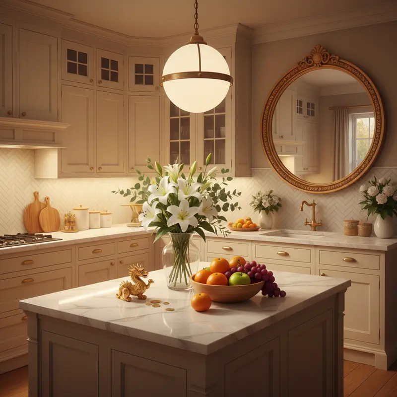 Không gian bếp sang trọng, ấm cúng và hợp phong thủy