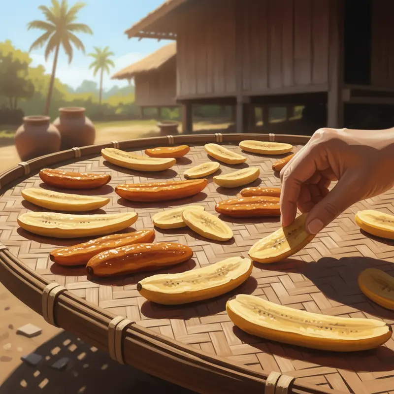 Chuối sứ chín muồi với các đốm đen là nguyên liệu lý tưởng cho món chuối phơi.