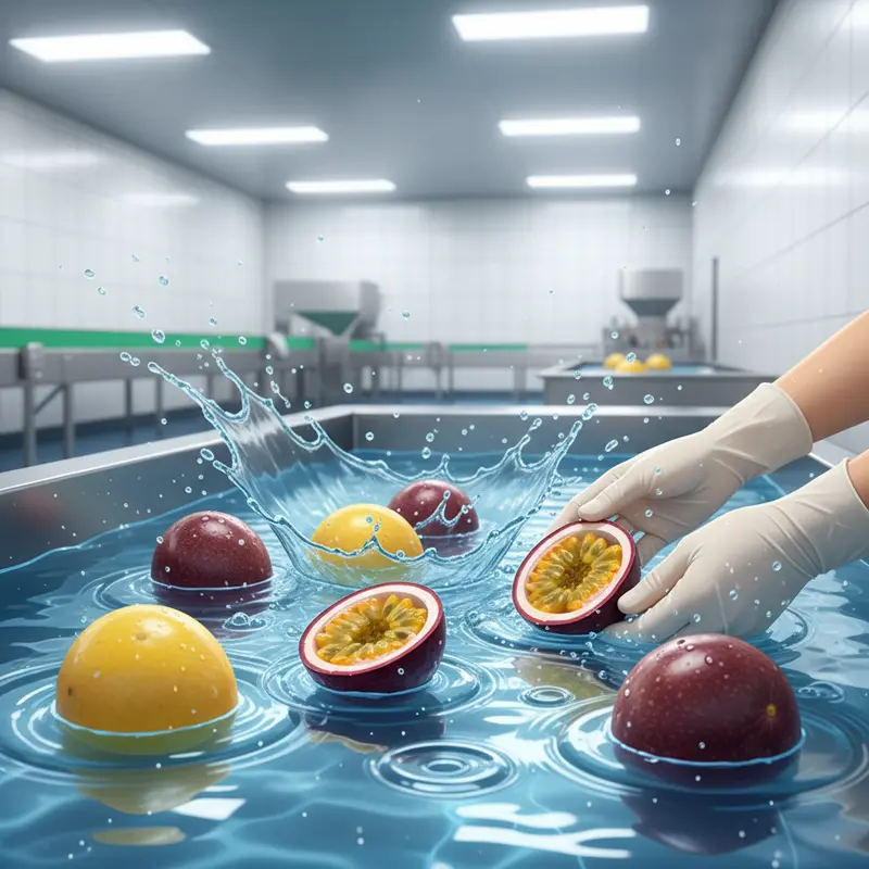 Những quả chanh dây chín mọng được tuyển chọn kỹ lưỡng làm nguyên liệu đầu vào.